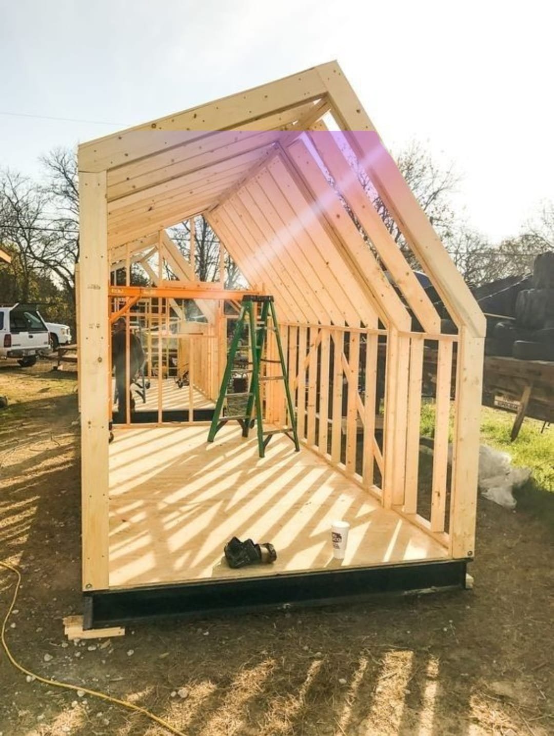 Timber and steel structure under construction